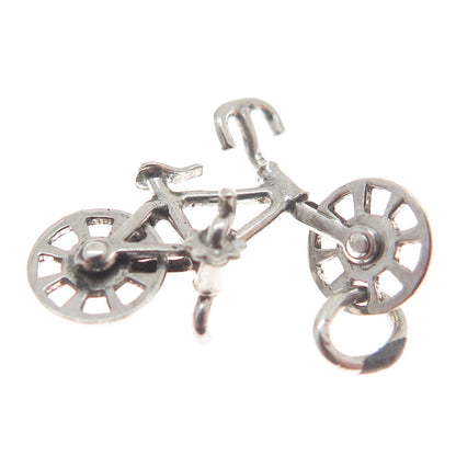 925 Sterling Silver Antique Art Deco Bicycle 3D Charm Pendant