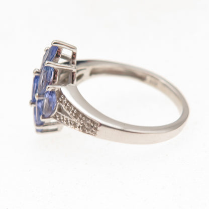 Chuck Clemency 925 Sterling Silver Real Tanzanite & White Topaz Ring Size 8
