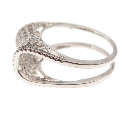 925 Sterling Silver Round-Cut C Z Modernist Cage Ring Size 10.25