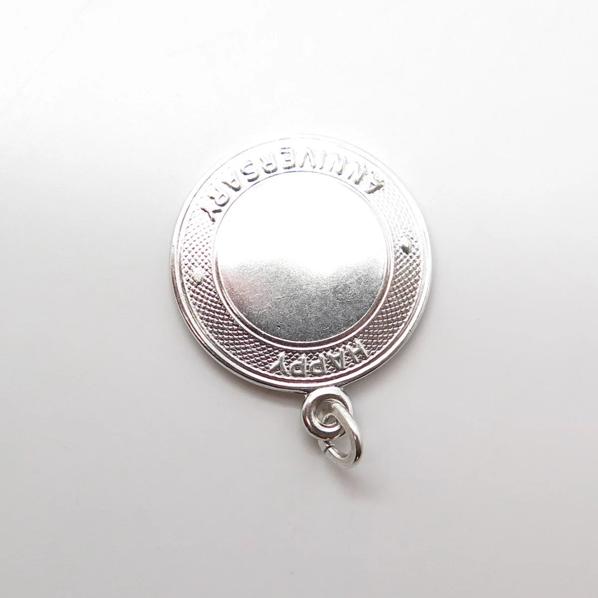 925 Sterling Silver Vintage "Happy Anniversary" Round Pendant