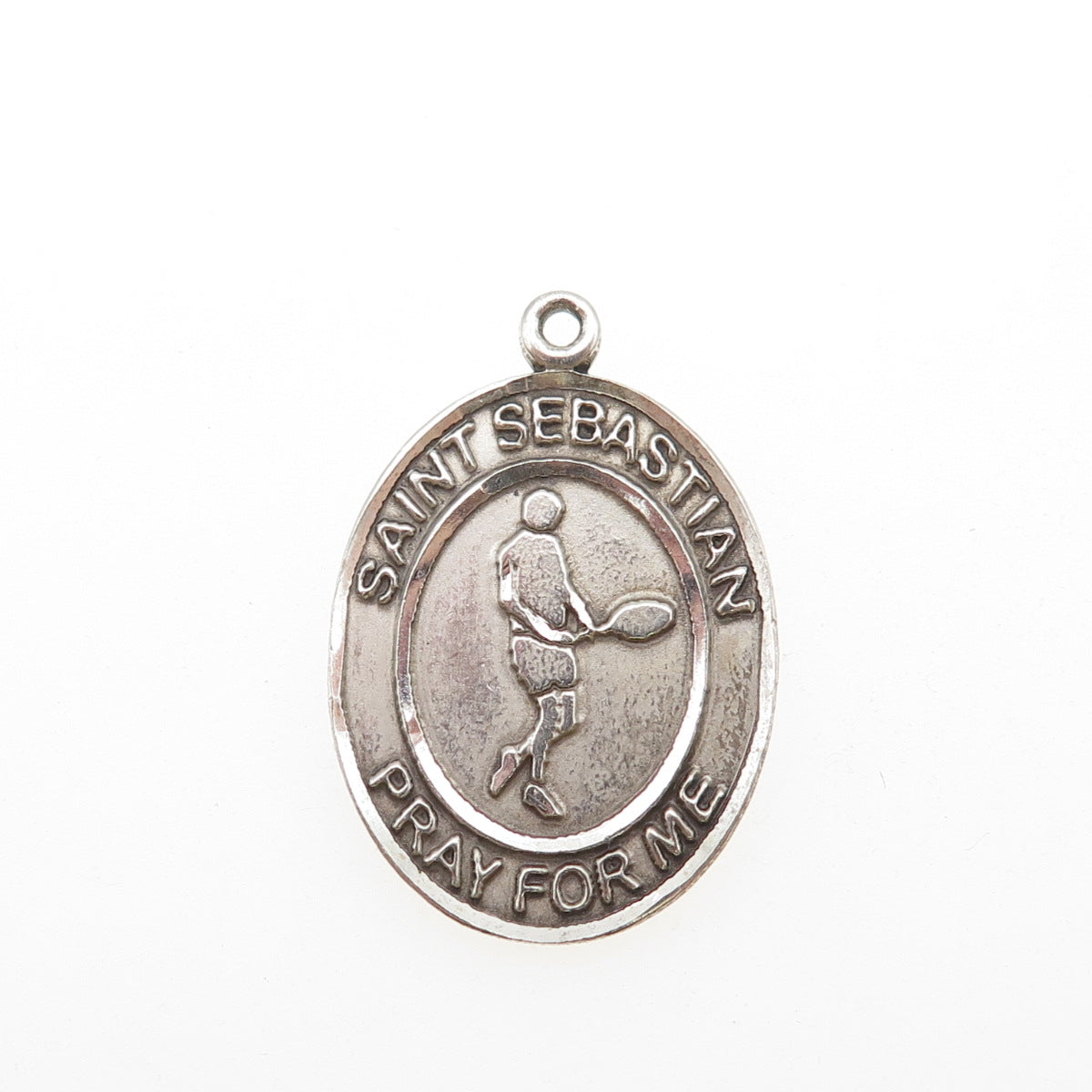 BLISS 925 Sterling Silver Vintage St. Sebastian Medal Oxidized Charm Pendant