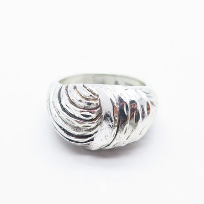 925 Sterling Silver Vintage Ribbed Ring Size 6