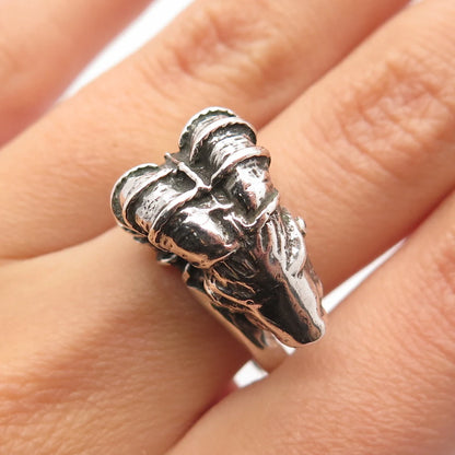 925 Sterling Silver Vintage C Z Aries Zodiac Sign Ring Size 6.75