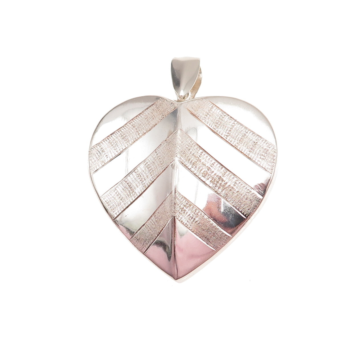 925 Sterling Silver Vintage Modernist Heart Pendant