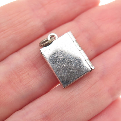 925 Sterling Silver Antique Art Deco Cross Prayer Locket Mini Charm Pendant