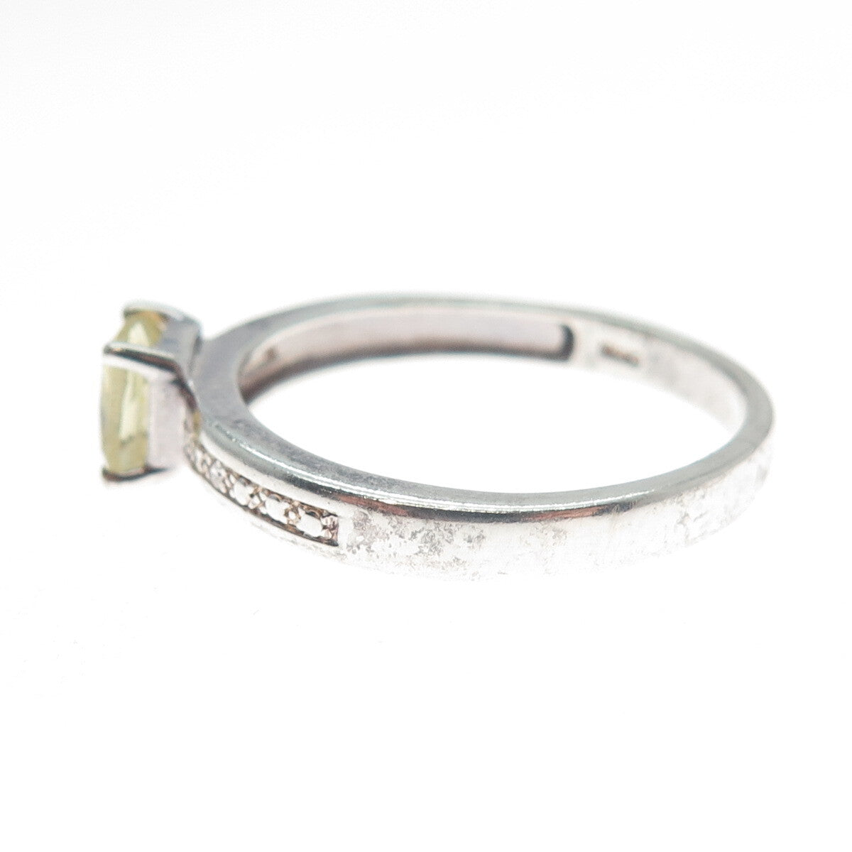MICHELLE ALBALA 925 Sterling Real Diamond Accent & Lemon Citrine Ring Size 10.25