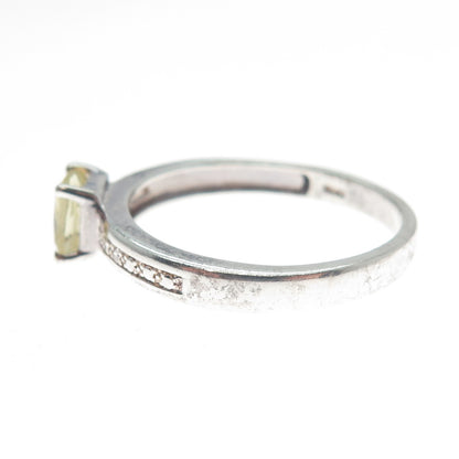 MICHELLE ALBALA 925 Sterling Real Diamond Accent & Lemon Citrine Ring Size 10.25