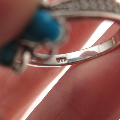 Chuck Clemency 925 Sterling Silver Real Turquoise Topaz Butterfly Ring Size 7.25