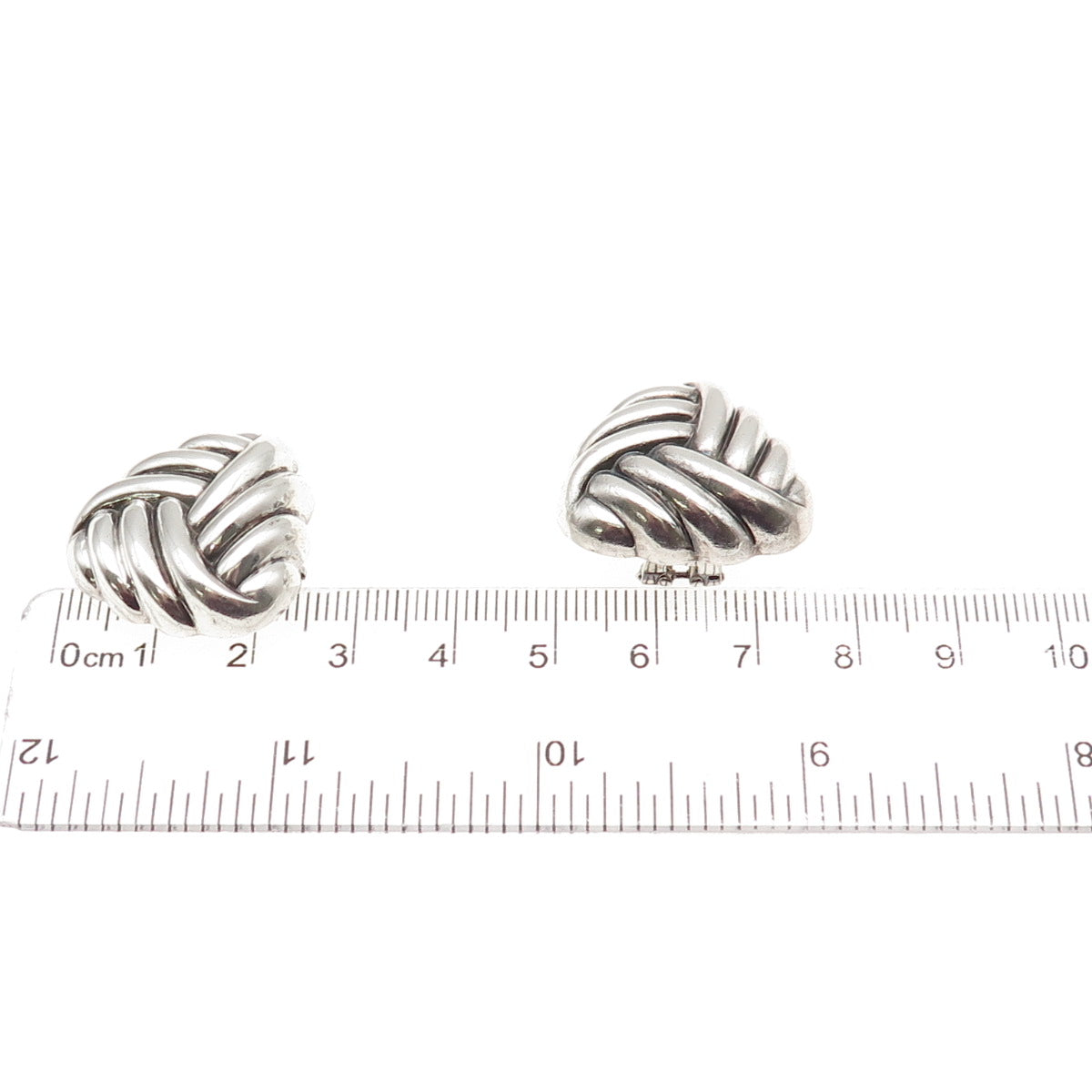 925 Sterling Silver Vintage Modernist Triangle Oxidized Clip On Earrings