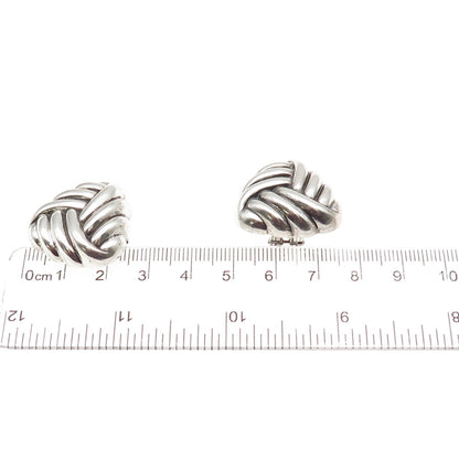 925 Sterling Silver Vintage Modernist Triangle Oxidized Clip On Earrings