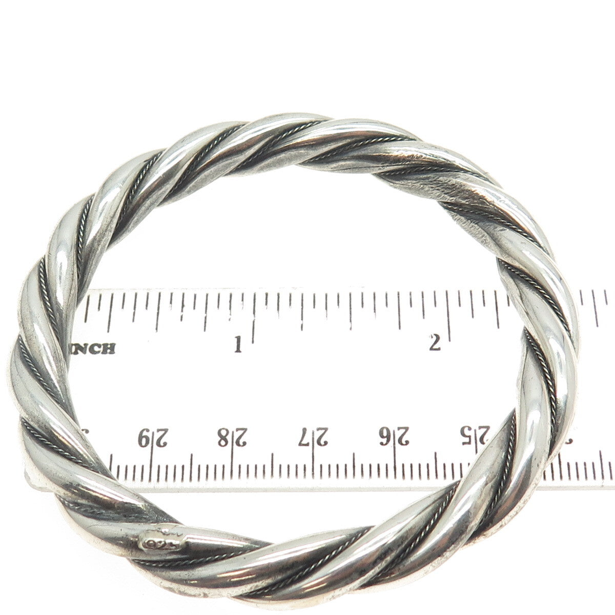 925 Sterling Silver Vintage Twisted Bangle Bracelet 7"