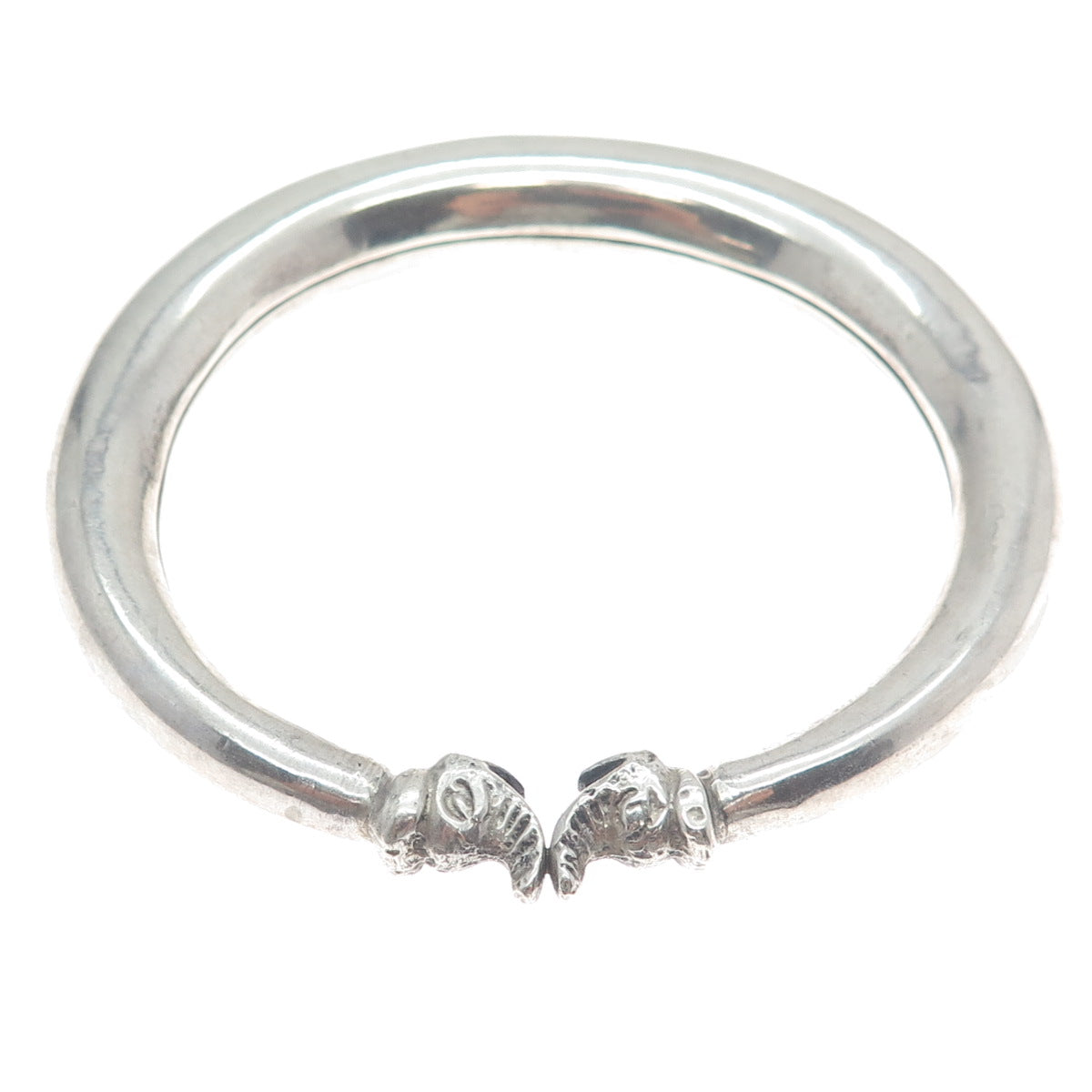 925 Sterling Silver Vintage Crescent Modernist Bangle Bracelet 7.75"