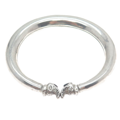 925 Sterling Silver Vintage Crescent Modernist Bangle Bracelet 7.75"
