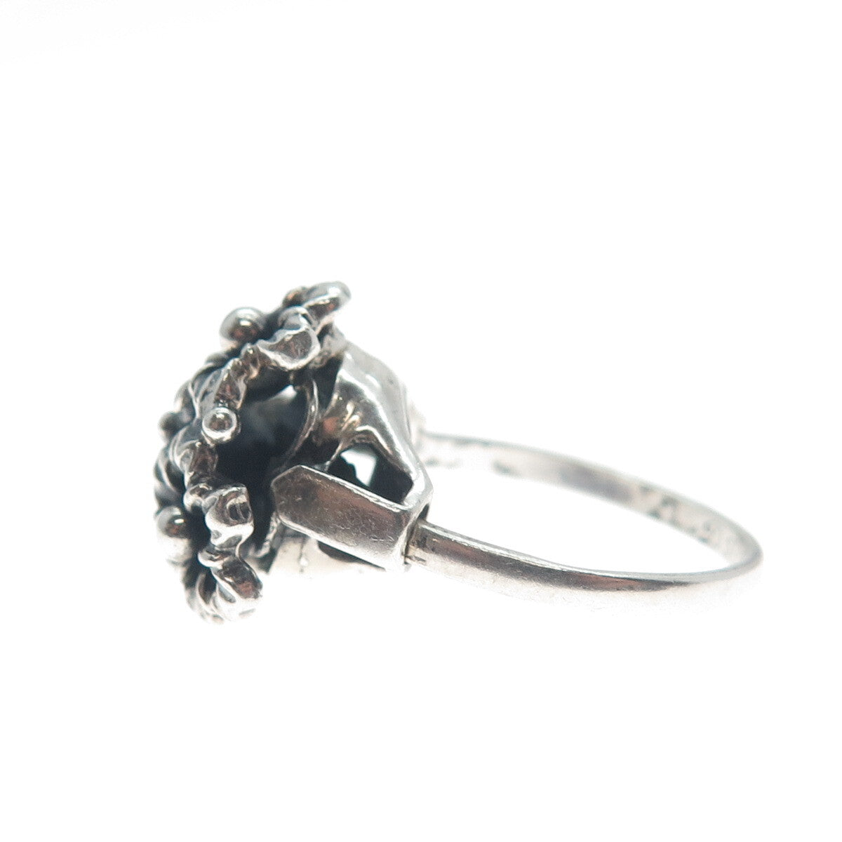 DIADEMA 925 Sterling Silver Antique Art Deco Flower Oxidized Ring Size 6.25