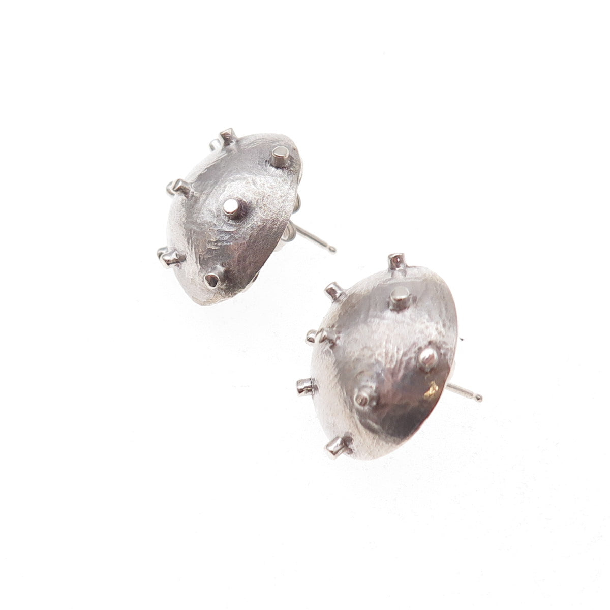 925 Sterling Silver Vintage Modernist Dome Earrings