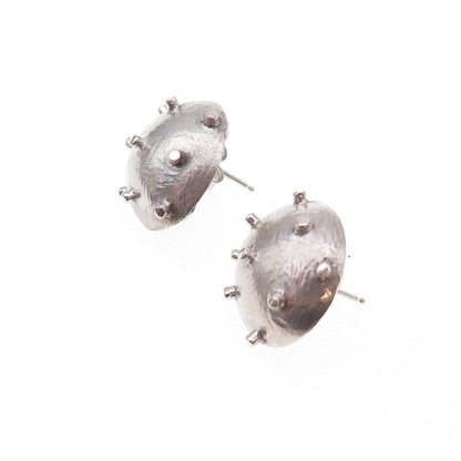 925 Sterling Silver Vintage Modernist Dome Earrings