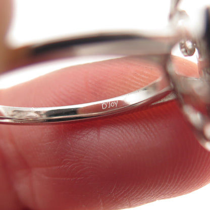 D'JOY Sterling Silver Real Round & Tapered Baguette-Cut Moissanite Ring Size 5