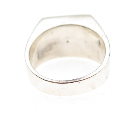925 Sterling Silver Vintage Real Black Onyx Oxidized Ring Size 9.75