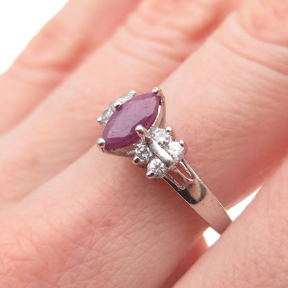 RJ GRAZIANO 925 Sterling Silver Vintage Real Ruby & C Z Ring Size 8
