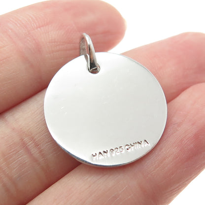HAN 925 Sterling Silver Real Round-Cut Diamond "Wish Upon A Star" Pendant