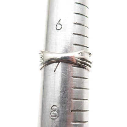 Sun 925 Sterling Silver Real Black & White Diamond Crisscross Ring Size 7