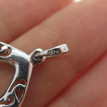 925 Sterling Silver Vintage Ornate Teardrop Charm Pendant