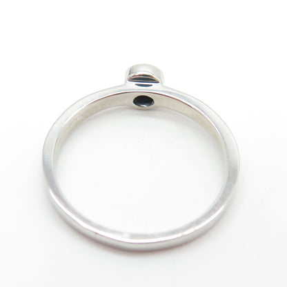 925 Sterling Silver Round-Cut Shaped Black C Z Ring Size 7.75