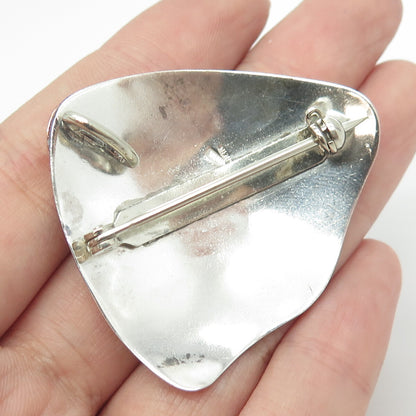 925 Sterling Silver 3-Tone Vintage Modernist Pin Brooch / Pendant