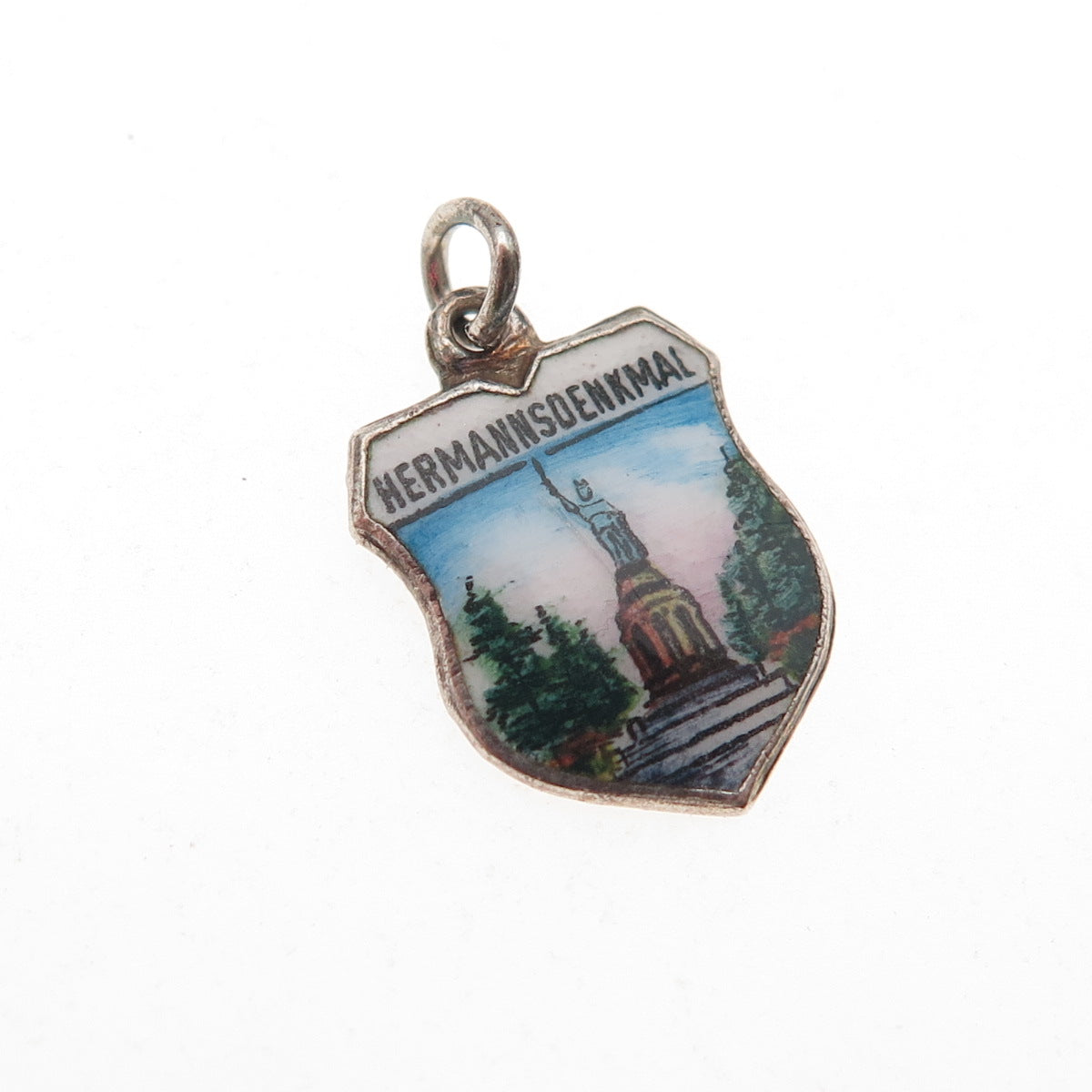 Fritz Reu & Co. 800 Silver Vintage Enamel Hermannsdenkmal Mini Charm Pendant