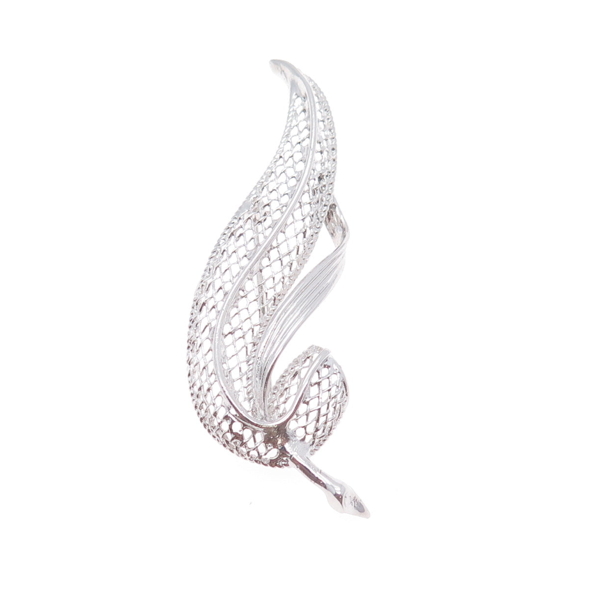 D'OR 925 Sterling Silver Vintage Feather Filigree Pin Brooch