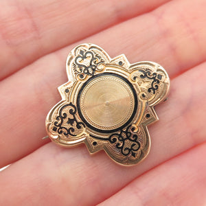 Gold Filled Vintage Enamel Cross Ornate Pin Brooch / Pendant