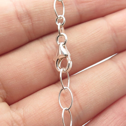 925 Sterling Silver Vintage Italy Hammered Finish Rolo Chain Necklace 16"