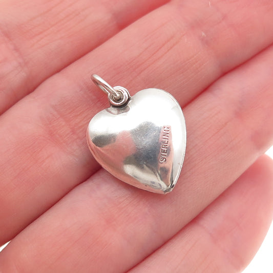 925 Sterling Silver Antique Art Deco I Love You Chatelaine Heart Mini Pendant