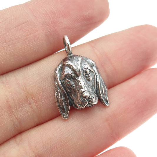 925 Sterling Silver Vintage Dog's Head Charm Pendant