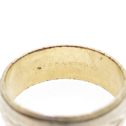 VARGAS 10K Gold Filled 925 Sterling Silver Antique Rotating Band Ring Size 10.25