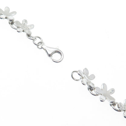 925 Sterling & 950 Silver Vintage Hammered Flower Chain Necklace 16"