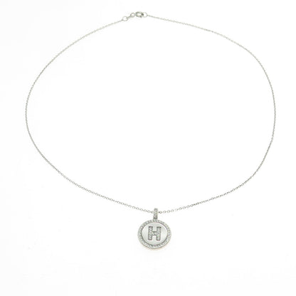 925 Sterling Silver Italy Pave C Z Letter "H" Initial Cable Chain Necklace 16"