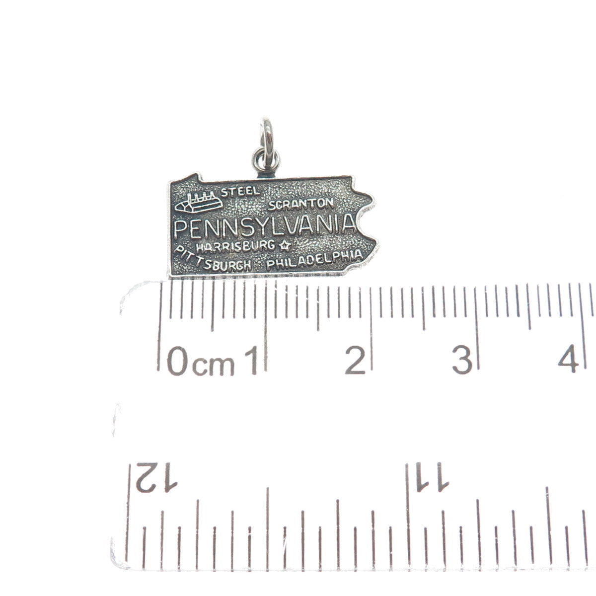 FRENCH & FRANKLIN 925 Sterling Silver Vintage Pennsylvania Oxidized Mini Pendant