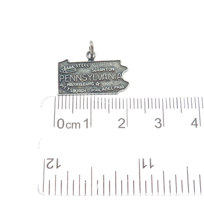 FRENCH & FRANKLIN 925 Sterling Silver Vintage Pennsylvania Oxidized Mini Pendant