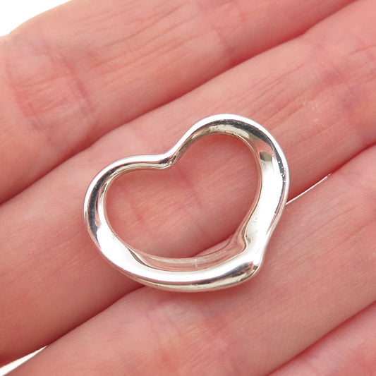 TIFFANY & CO. Elsa Peretti 925 Sterling Silver Vintage 16mm Open Heart Pendant