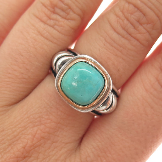 ESPO JOSEPH ESPOSITO 14K Gold Sterling Silver Vintage Turquoise Ring Size 7.25