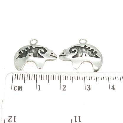 Old Pawn Hopi 925 Sterling Silver Southwestern Bear Tribal Jacket Earrings