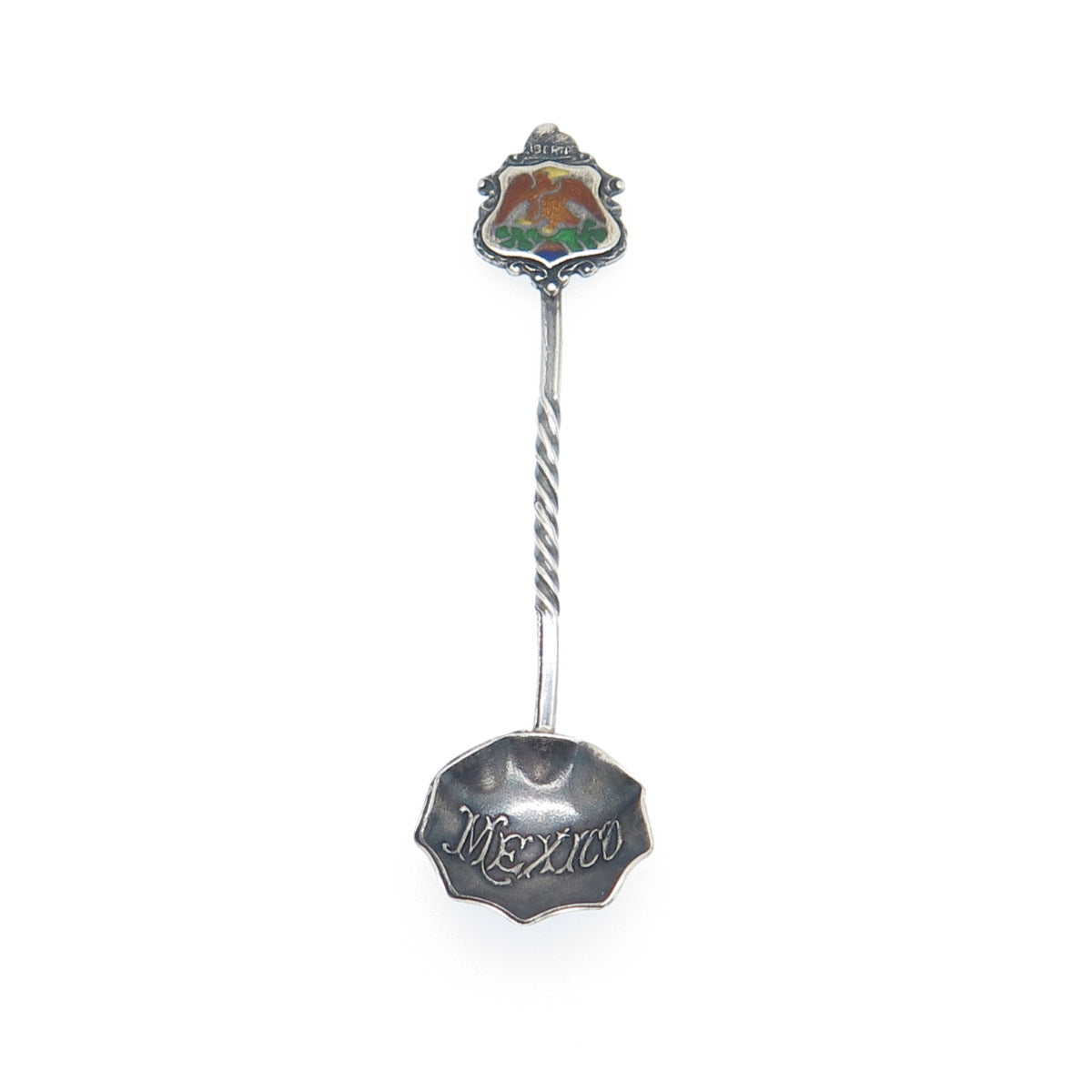 925 Sterling Silver Vintage Mexico Enamel Liberty Salt & Spices Spoon