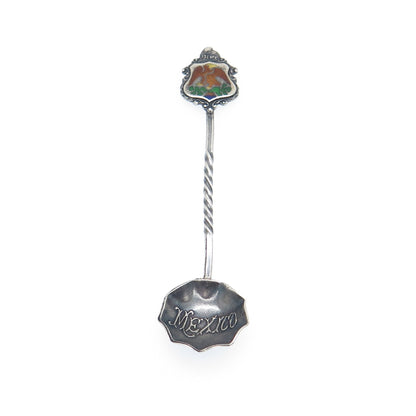 925 Sterling Silver Vintage Mexico Enamel Liberty Salt & Spices Spoon
