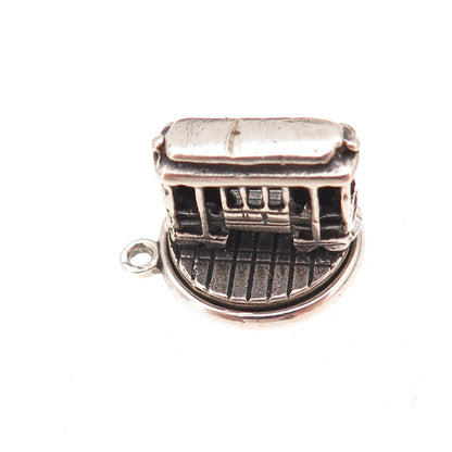 Bell Trading Post 925 Sterling Silver Vintage SF Cable Car Rotating 3D Pendant