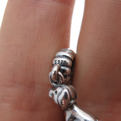 PANDORA 925 Sterling Silver Oxidized Dangle Dog Slide Charm