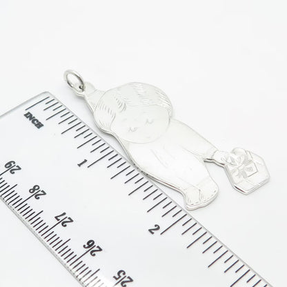 925 Sterling Silver Vintage Lunt Boy w/ Gift Box Pendant