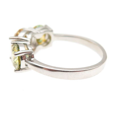 925 Sterling Silver Real Round-Cut Canary Moissanite Ring Size 8.25