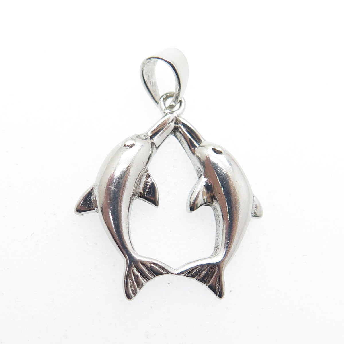 925 Sterling Silver Vintage Couple of Dolphins Pendant