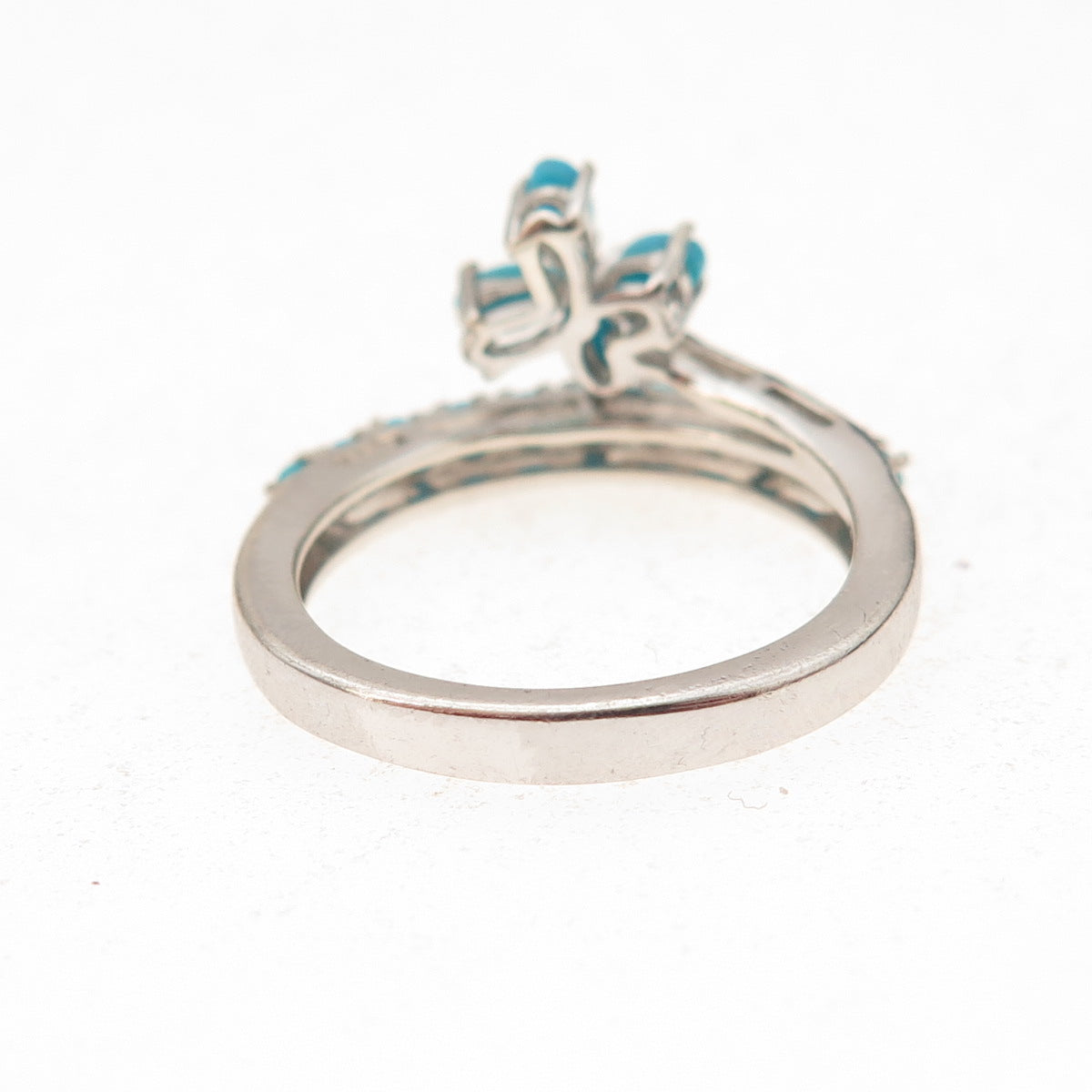 Chuck Clemency 925 Sterling Real Sleeping Beauty Turquoise Floral Ring Size 6.25